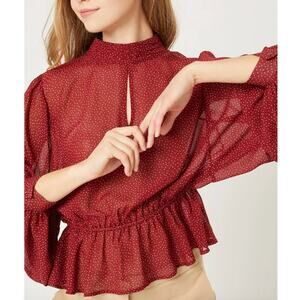 Love Tree Burgundy Blouse- Medium